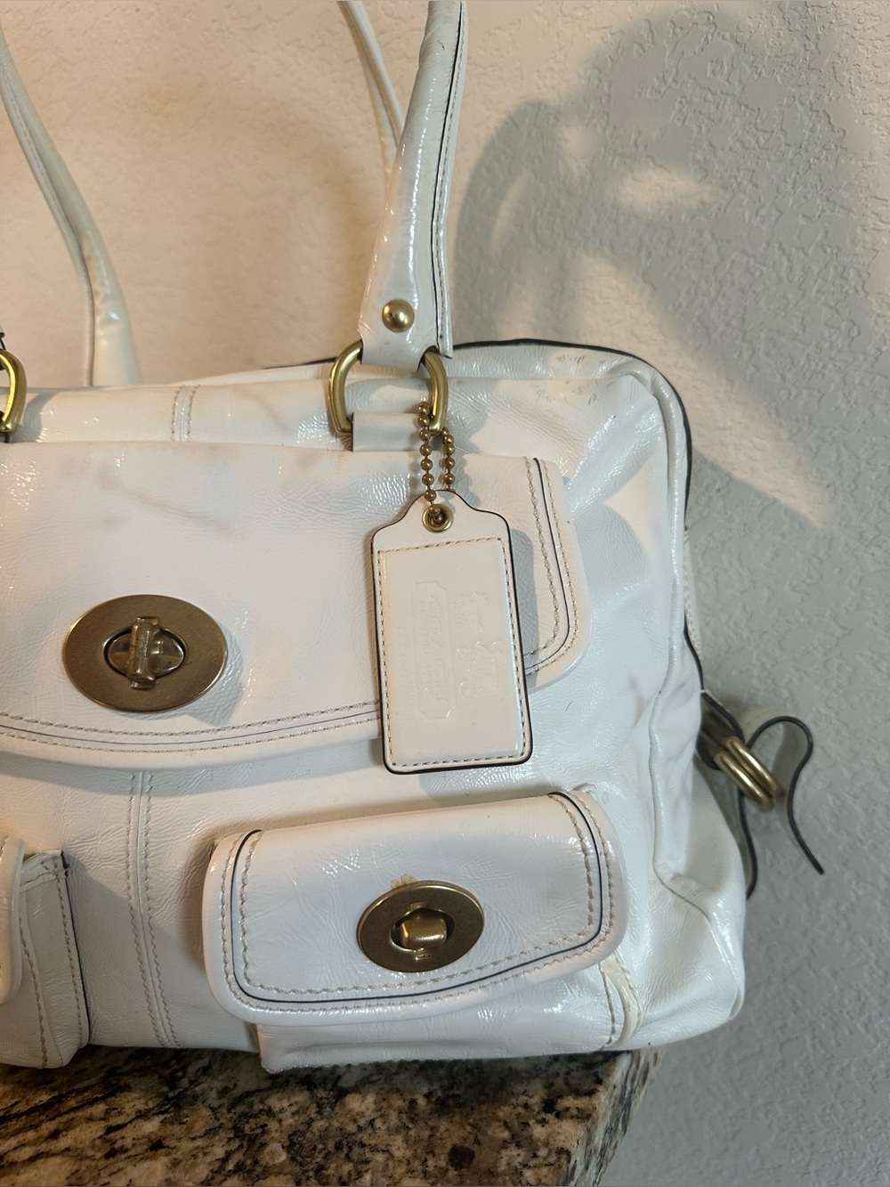 COACH Archive Limited Edition Legacy Stripe Leather Satchel Bag withe White Rare - Picture 2 of 15
